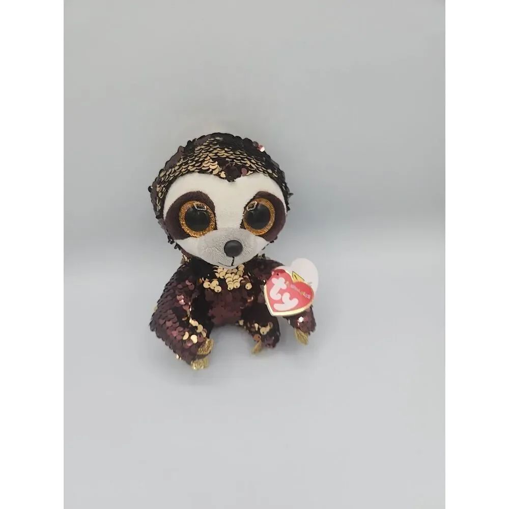 TY Beanie Boo Dangler Sloth 6" Sequin Plush Limited Collection Birthday Feb 22